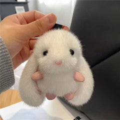 2pcs Rabbit Pendant Plush Toy Keychain for Backpack or Car Keys Party Style