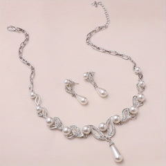 DIY Pearl Necklace Earrings Set Women's Jewelry