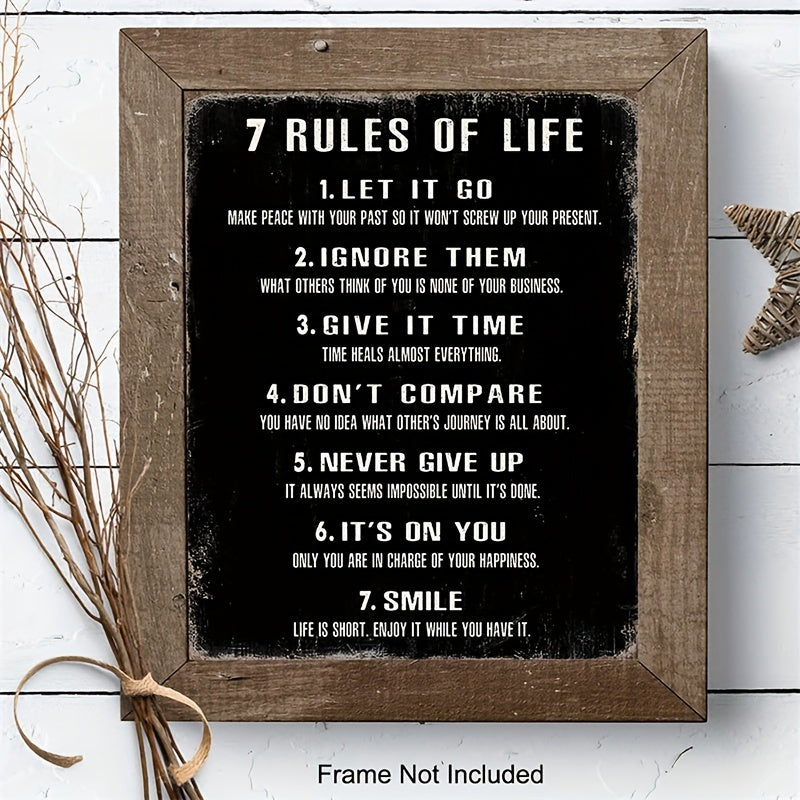 Inspirational Rules of Life Posters 8x10in for Home Office and Classroom Decor