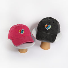 Rainbow Love Embroidery Baseball Cap Cotton Washed LGBT Pride Couple Dad Hats