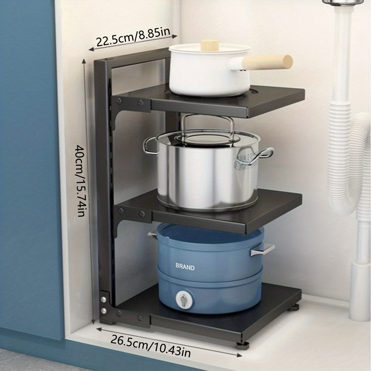 Adjustable Pan Organizer Rack For Cabinet Storage