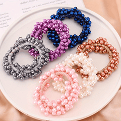 3pcs Faux Pearl Hair Ties Elastic Hair Scrunchies Bead Hair Ropes