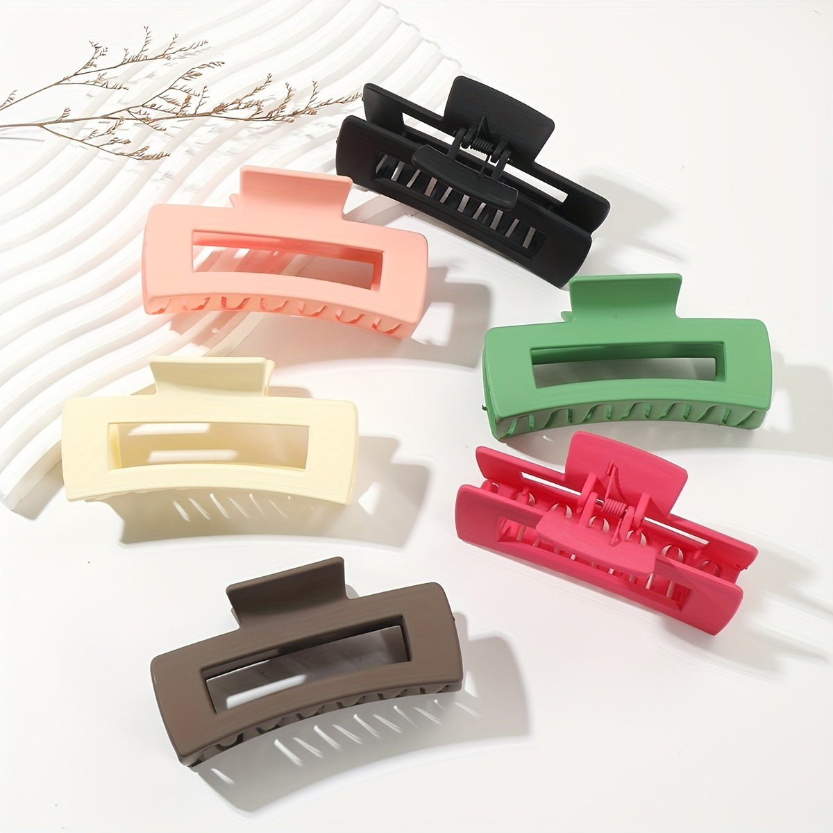 Matte Rectangular Hair Claw Clip Strong Hold Grip Thick Hair Accessories