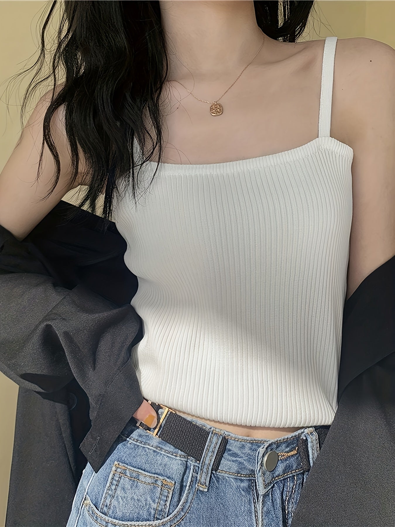 Ribbed Knit Cami Top Sleeveless Summer Top