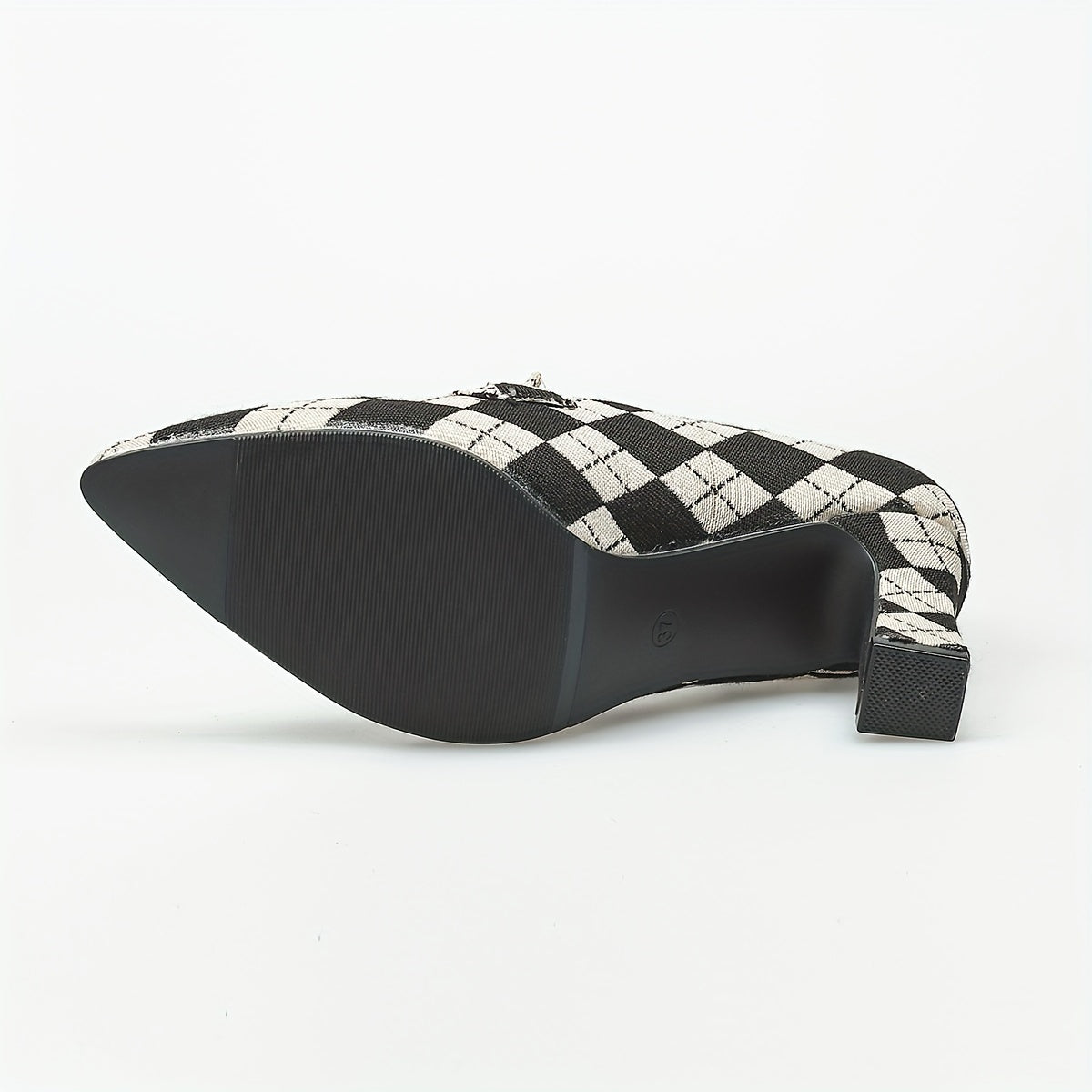 Women's Argyle Pattern Pumps Chunky Heels Slip On