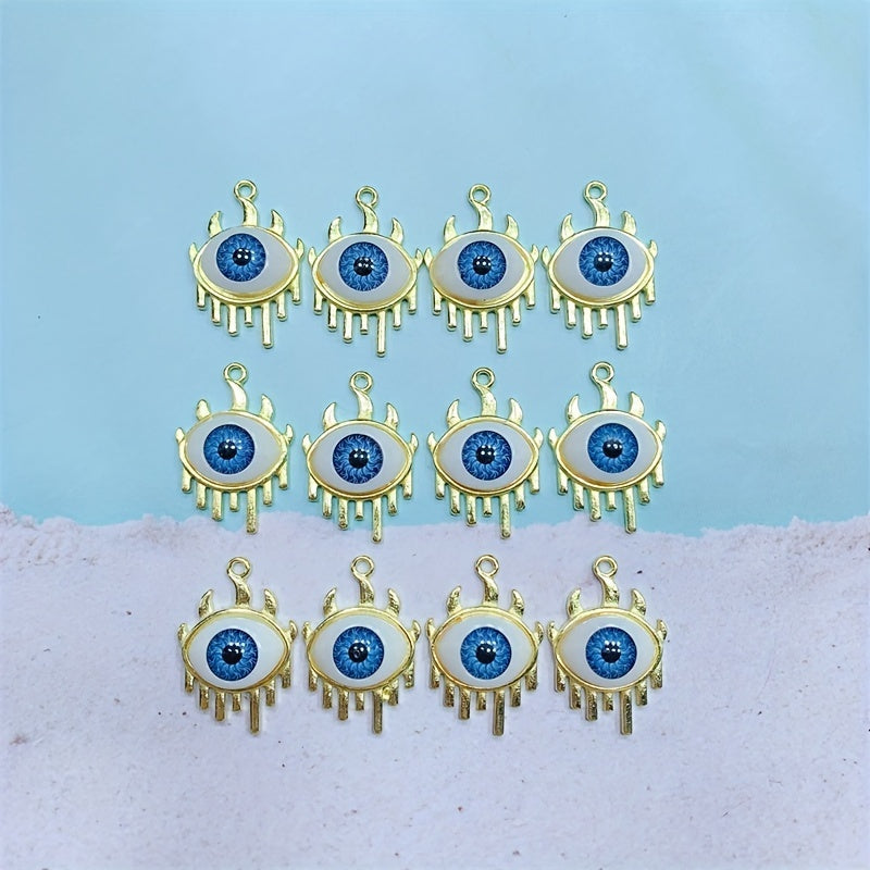 24mm Golden Evil Eyes Flame Pendant DIY Necklace