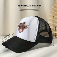 Cow Head Printed Baseball Cap Mesh Trucker Dad Hat Adjustable Sun Hat