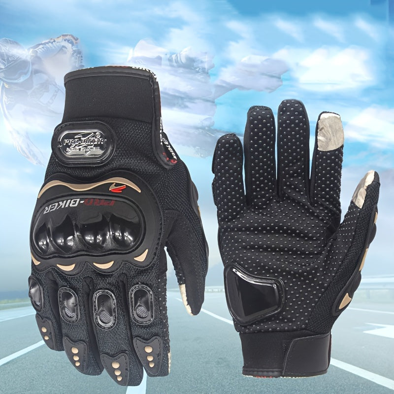 Touch Screen Motorcycle Riding Gloves with Hard Knuckle Protection