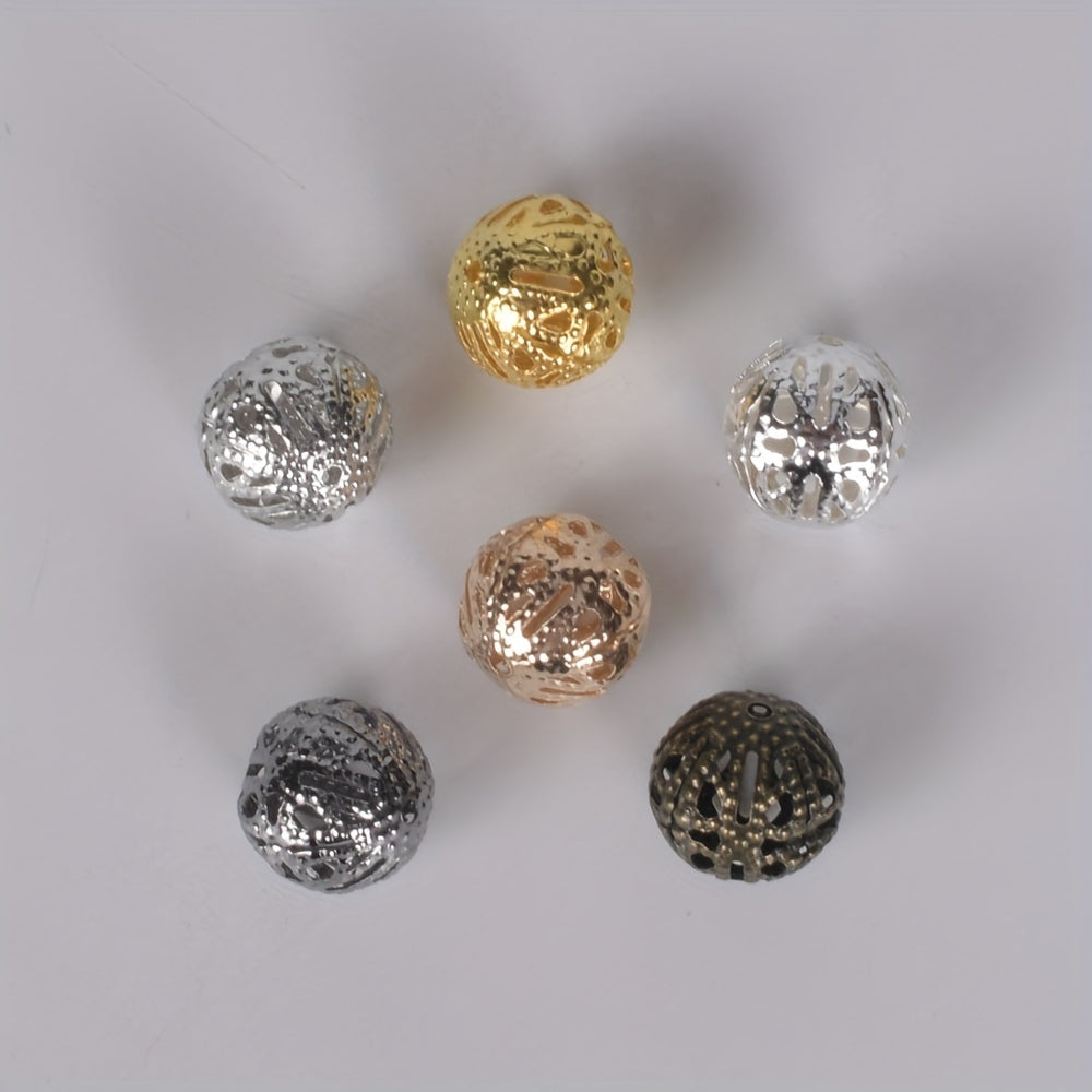 40-50-100pcs 4-20mm Hollow Round Beads DIY Spacer Bracelet Necklace Jewelry