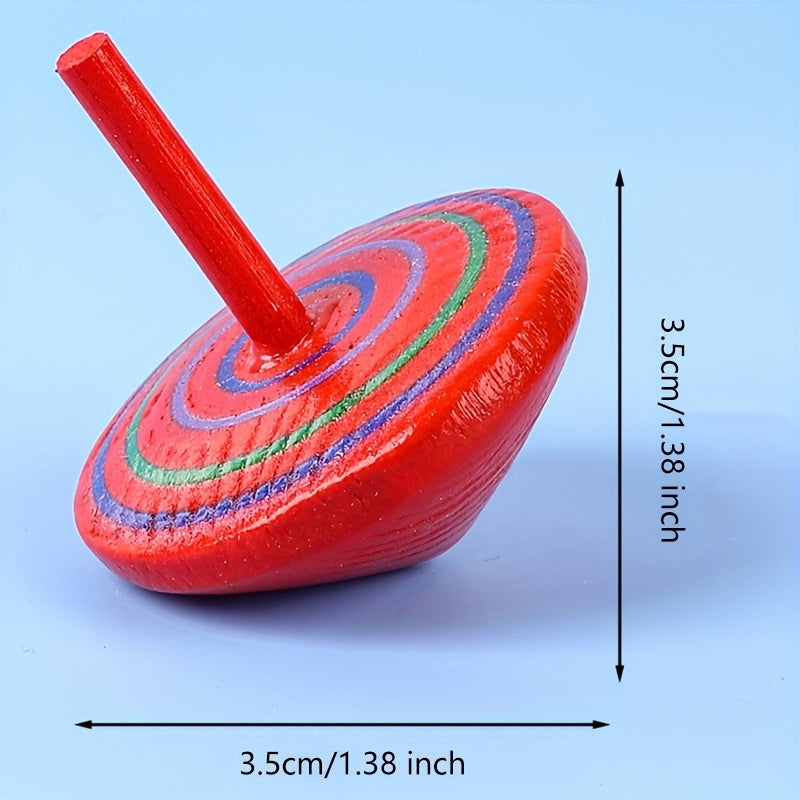 Wooden Small Top Desktop Decompression Toy Rainbow Small Top