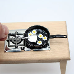 7pcs Food Play Pan Fried Egg and Spatula Set for Dollhouse Scene