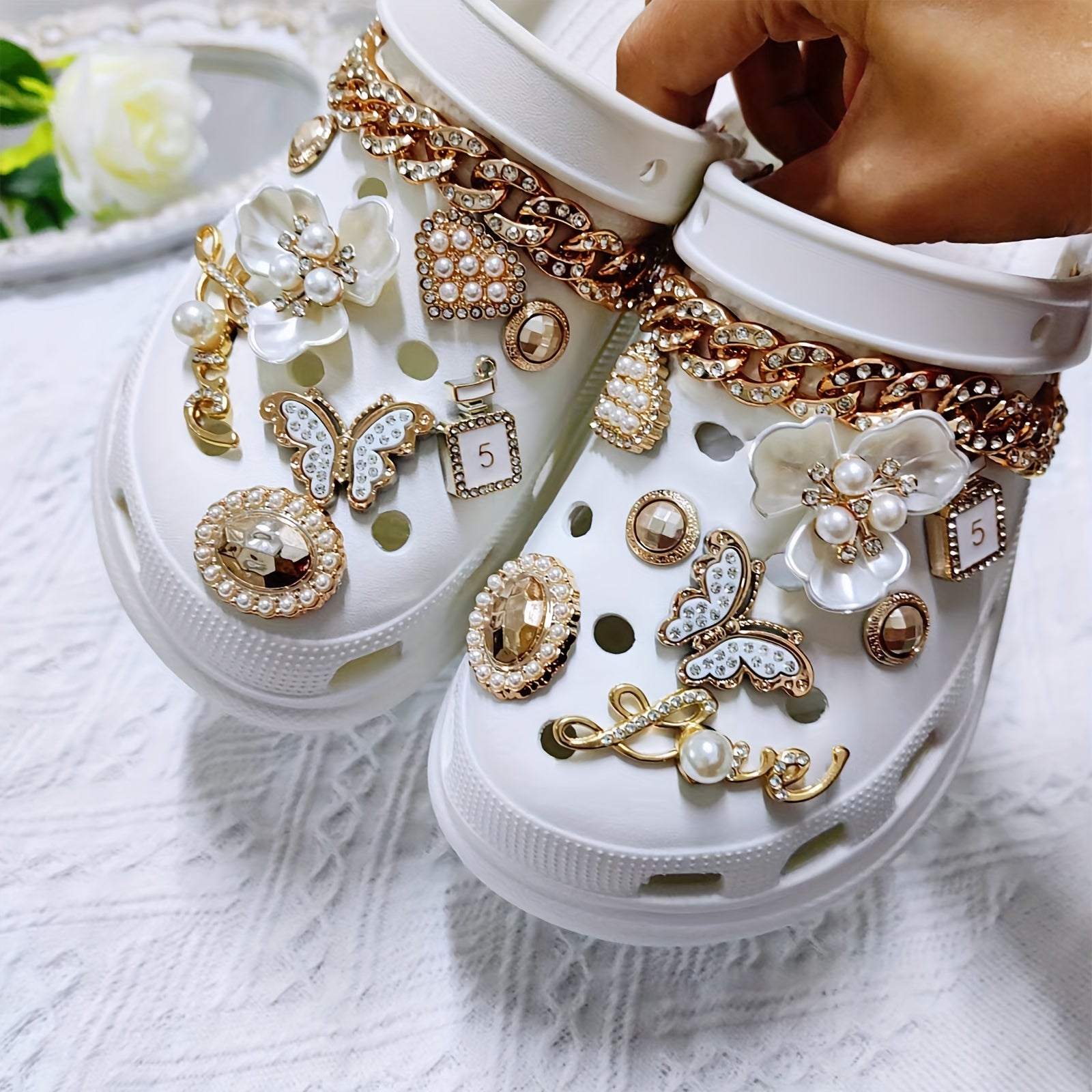 16pcs Butterfly & Flowers Shoe Charms For Clogs Garden Shoes DIY Accessories