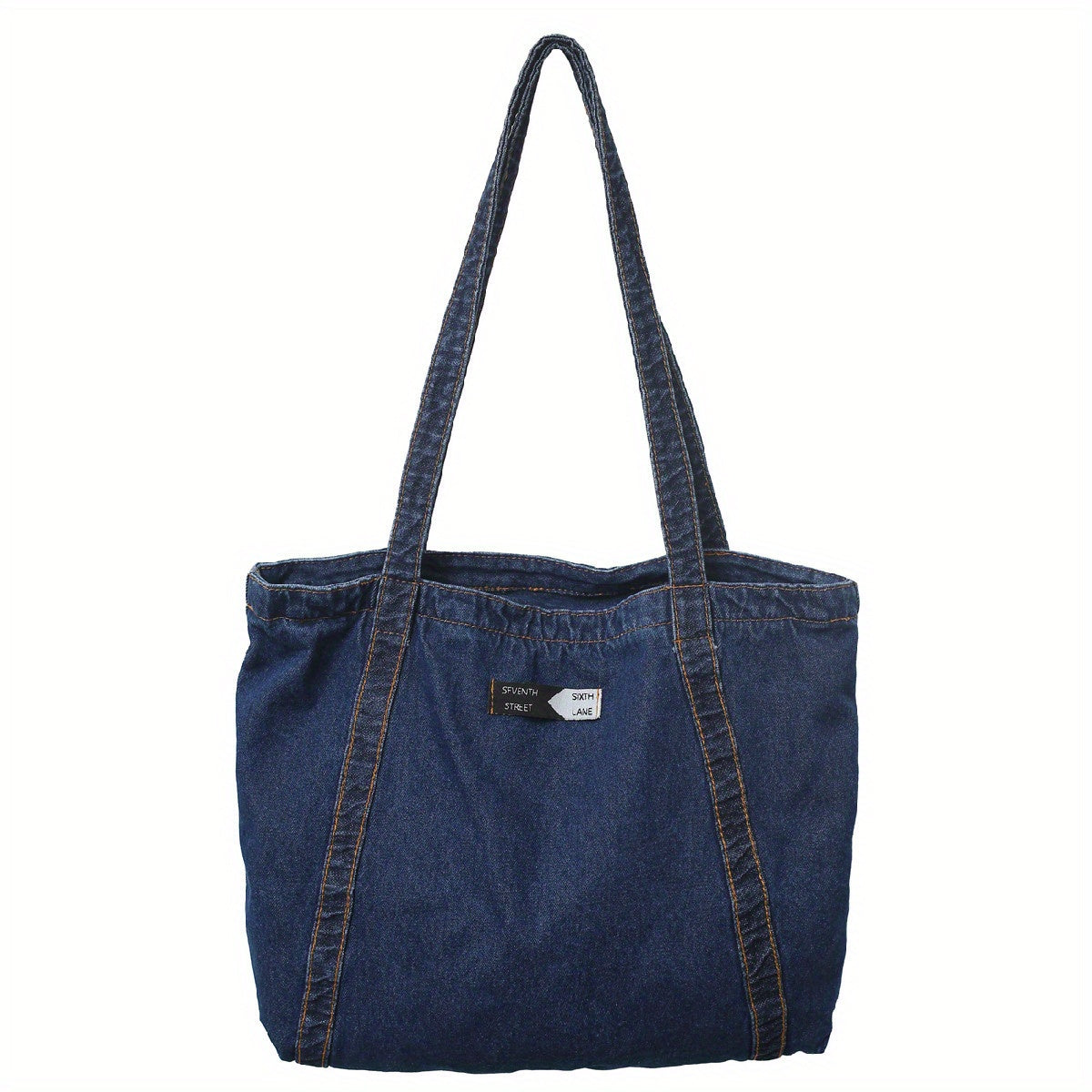 Vintage Retro Denim Tote Bag Large Capacity Shoulder Bag Women's Casual Handbag