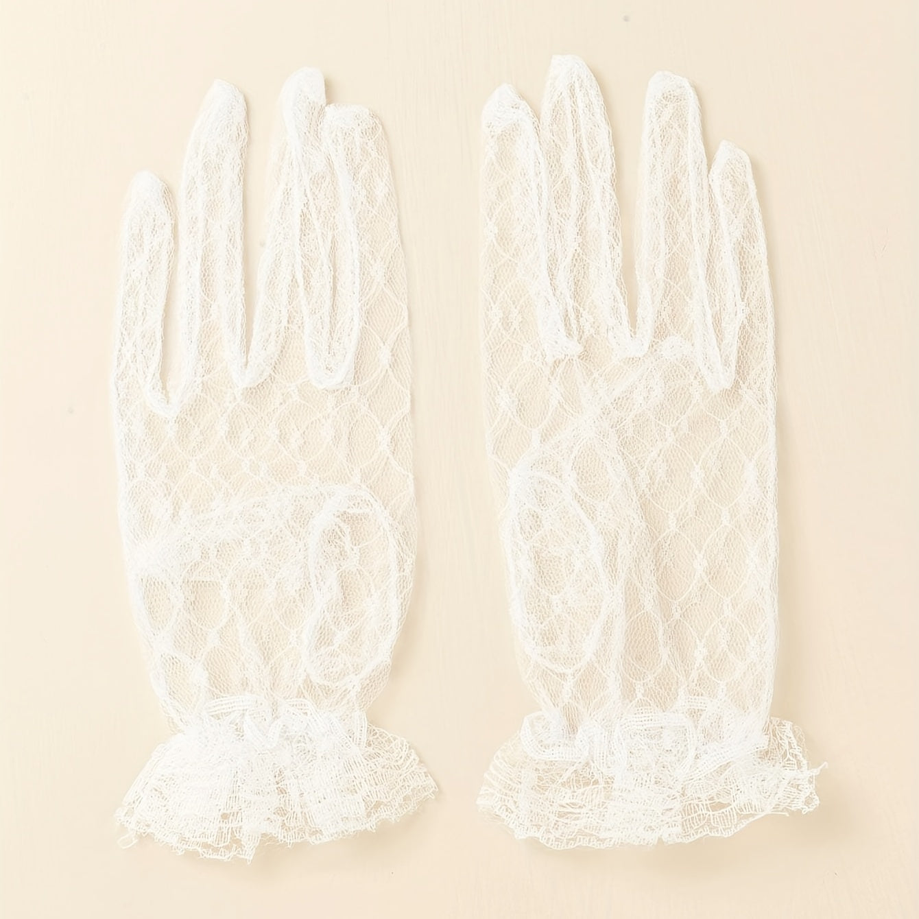 Translucent Lace Wedding Gloves Mesh Breathable Short Gloves