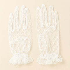 Translucent Lace Wedding Gloves Mesh Breathable Short Gloves