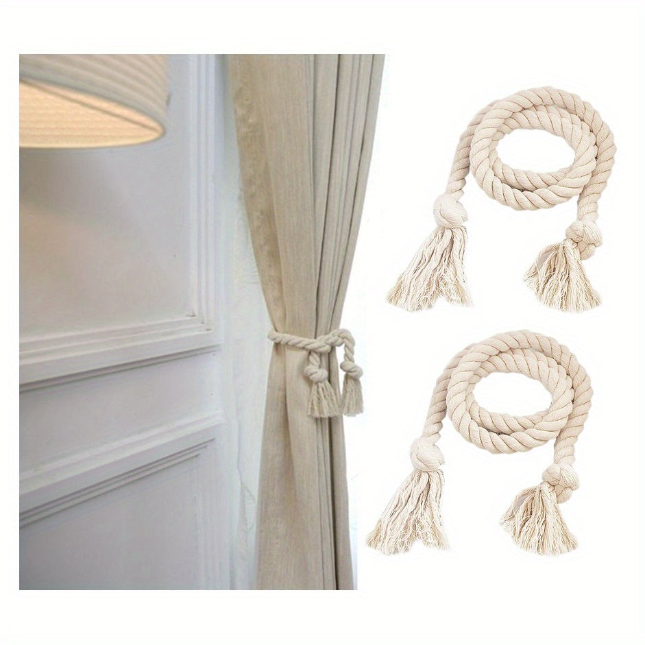 2pcs Cotton Rope Curtain Tieback Handwoven Holdback
