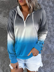 Drawstring Half Zip Hoodie Street Wear Sweatshirt