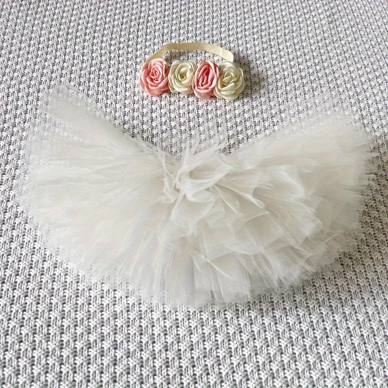 Ivory Ballet Tutu Skirt & Headband Set for Girls