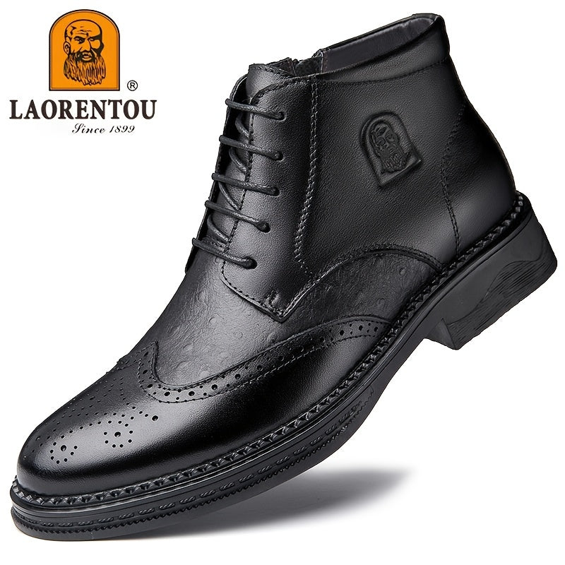 Men's Brogue Wingtip Derby Boots Lace-up Casual Walking Dress Shoes