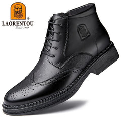 Men's Brogue Wingtip Derby Boots Lace-up Casual Walking Dress Shoes