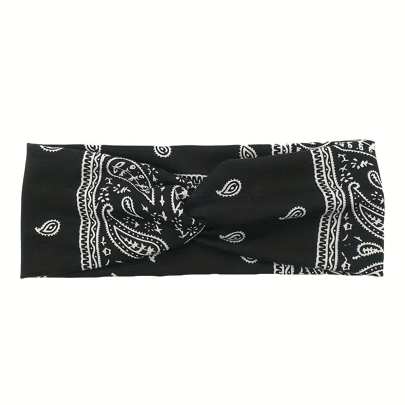 Boho Style Print Headband Yoga Sports Sweatband Turban