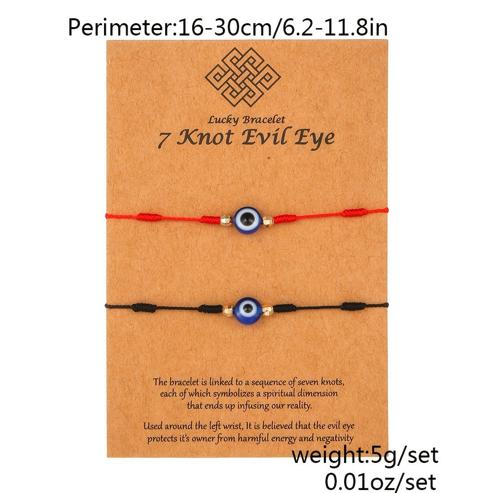 2pcs Devil Eye Knot Adjustable Bracelets