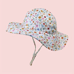 Baby Girls Sun Hat Adjustable Wide Brim Beach Hat Sun Protection