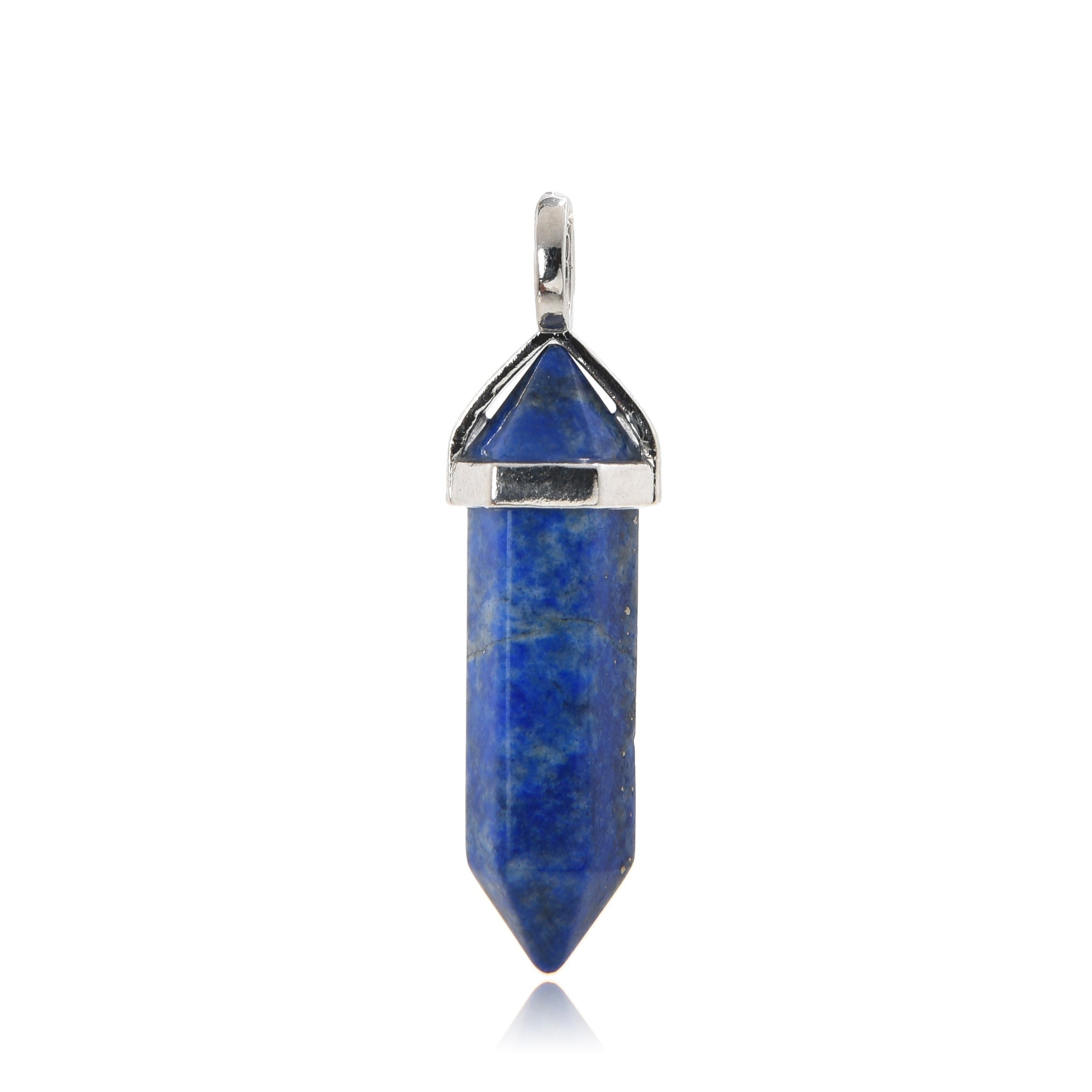 Hexagonal Column Natural Crystal Pendant Single Stone Amethyst Lapis Lazuli