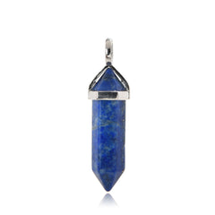 Hexagonal Column Natural Crystal Pendant Single Stone Amethyst Lapis Lazuli