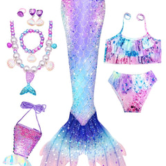 Girls Mermaid Tail Bikini Swimsuit Set