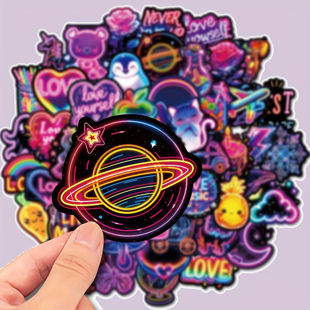 50pcs Neon Graffiti Stickers for Phones Laptops Guitars Notebooks