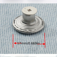 10pc Seam Button Pins For Jeans in Silver/Copper Set w/ Screwdriver