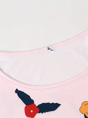  Floral Print Tee & Shorts Pajama Set