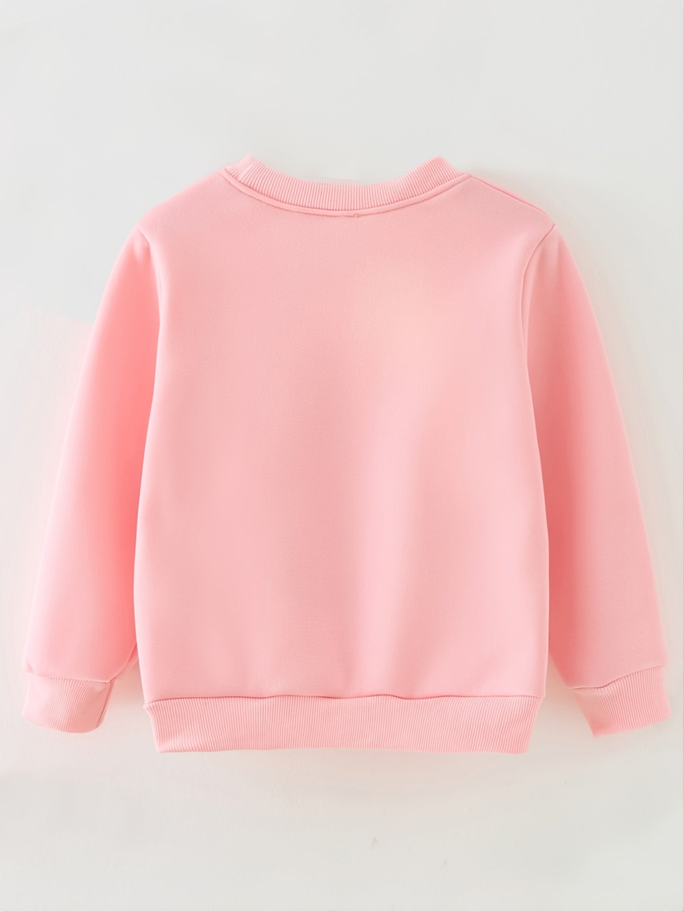 Toddler Girls Pink Thin Fleece Round Neck Sweatshirt Kids Clothes