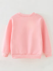 Toddler Girls Pink Thin Fleece Round Neck Sweatshirt Kids Clothes