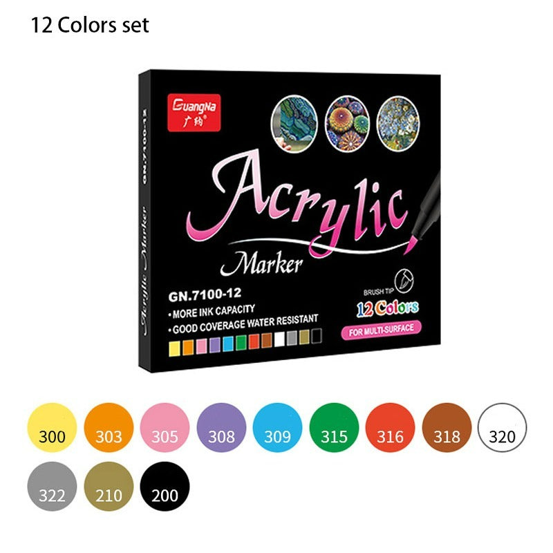 Acrylic Paint Pens Brush Marker Pen - DIY Art Making Supplies