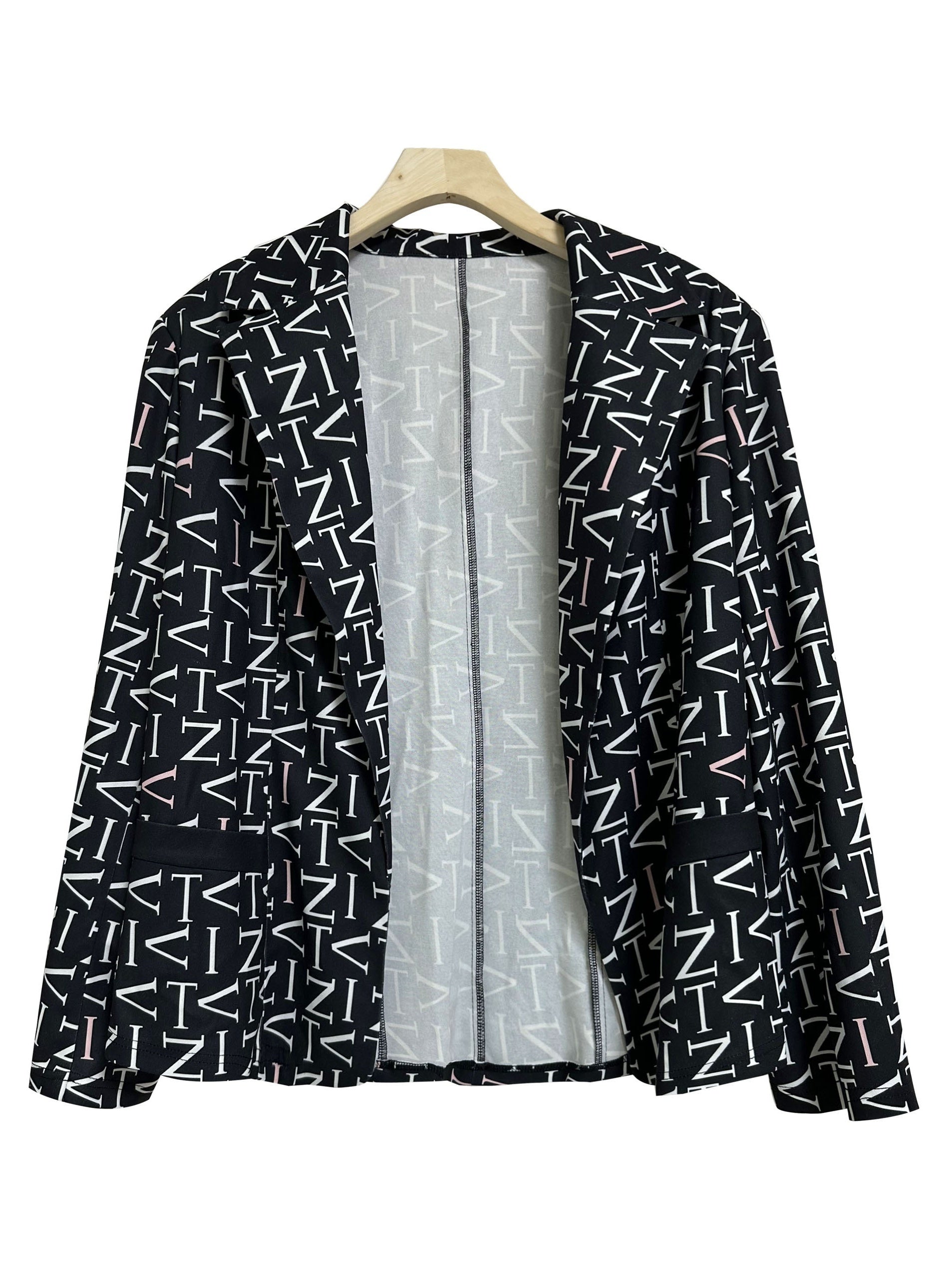  Letter Print Suit Coat & Pants Set
