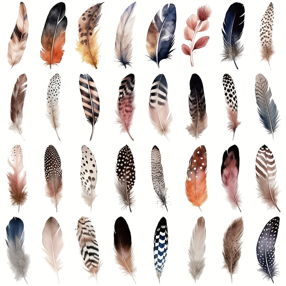 50pcs Feather Stickers for Skateboards Computers Bookshelves