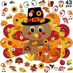 43pcs Fall Thanksgiving Turkey Pumpkin Felt Craft DIY Kit