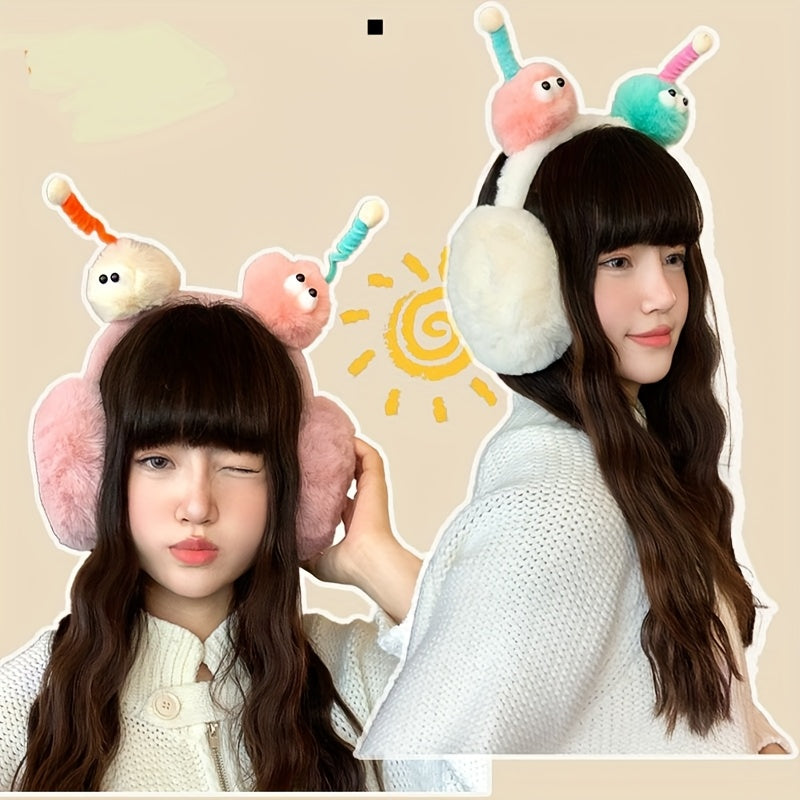 Winter Ear Warmers Pastel Pink Teal Beige Foldable Ear Muffs for Cold Weather