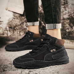 Men's Casual Stitch Solid Low Top Lace-up Boots