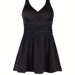  Ruched Surplice Neck One Piece Swimsuit