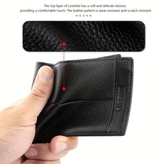 Men's Soft Leather Wallet With Zipper Bifold Card Holder