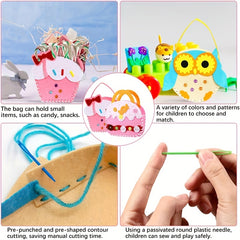 Kids Handbag Sewing Kit with Safety Needle & Felt Fabric