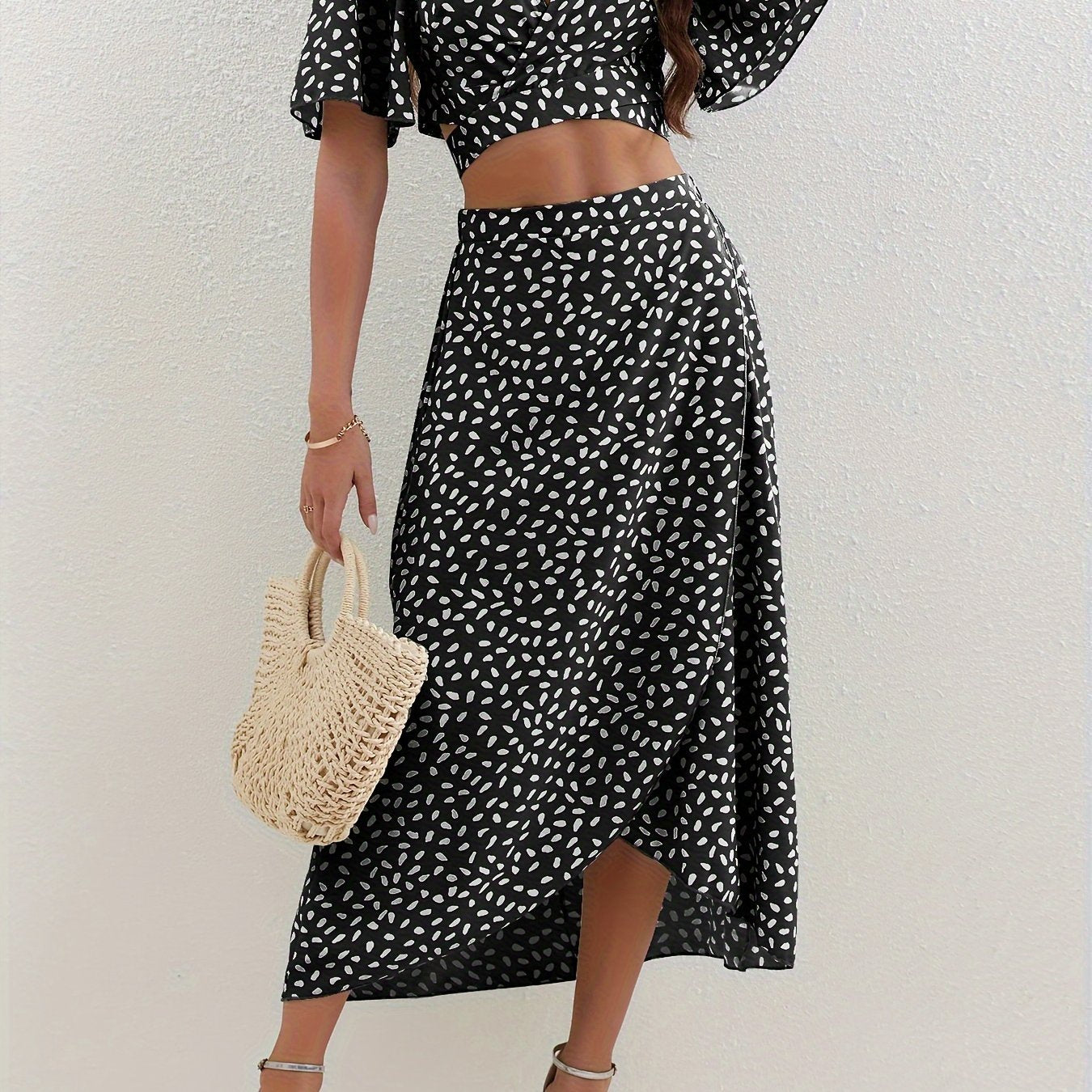 Floral Print Two Piece Set: Crop Top & Maxi Skirt
