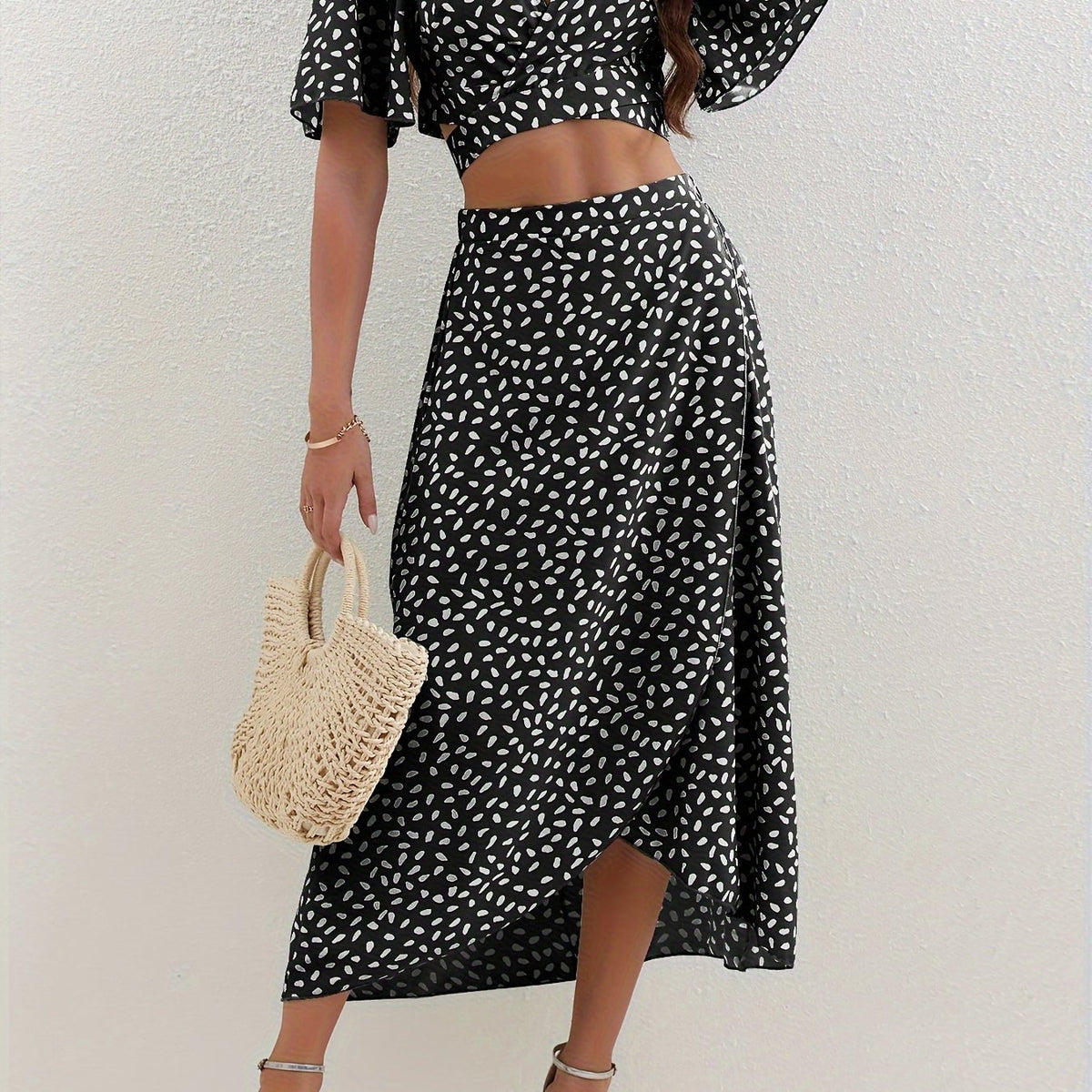 Floral Print Two Piece Set: Crop Top & Maxi Skirt