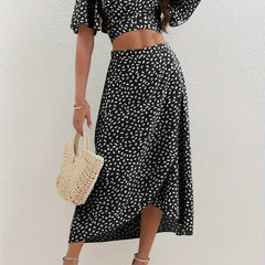 Floral Print Two Piece Set: Crop Top & Maxi Skirt