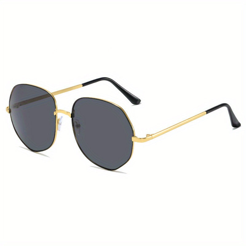 Oval Metal Frame Sunglasses UV400 Gradient Lens Beach Driving