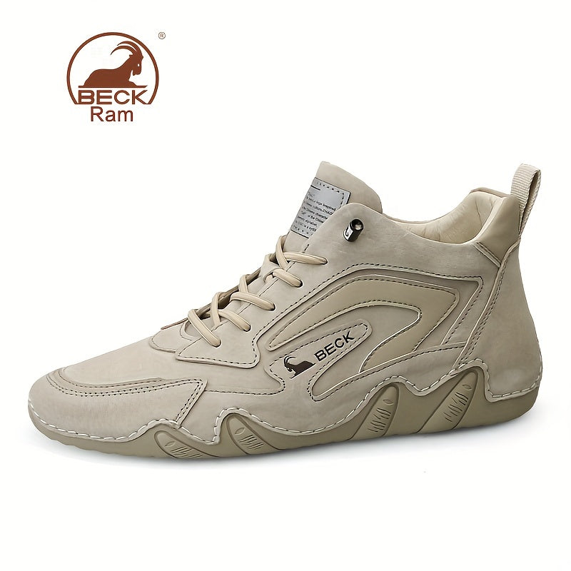 Men's High Top Leather Ankle Shoes Lightweight Non slip Waterproof Shoes