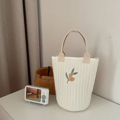 Embroidered Quilted Cotton Tote Bag for Moms On the Go